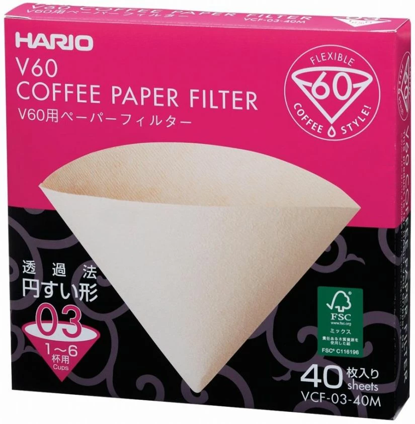 Hario V60 Misarashi Size 03 Brown Coffee Paper Filters 40 Pcs Box 1 Hario V60 Misarashi Size 03 Brown Coffee Paper Filters 40 Pcs Box