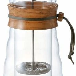 Hario Cafe Press Double Glass Olive Wood 400 Ml